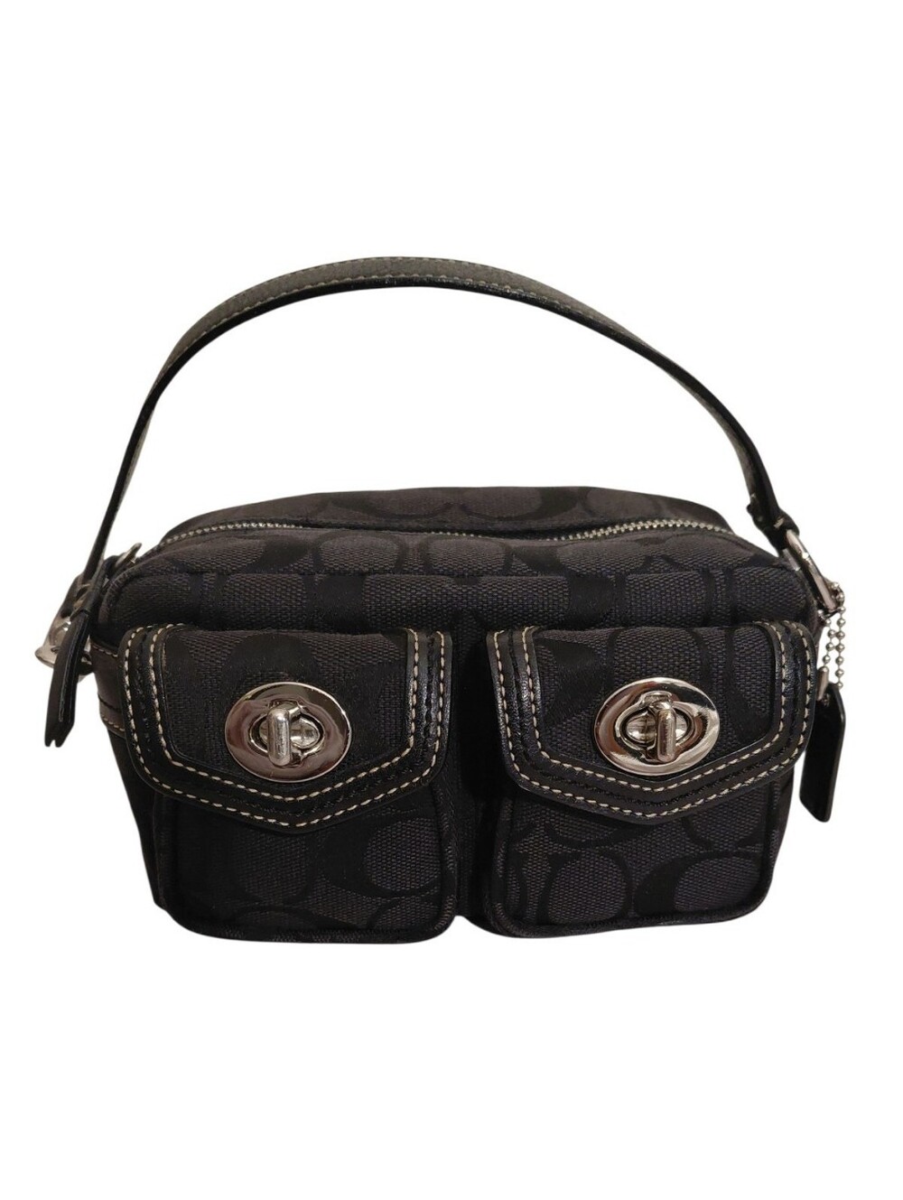 Coach Vintage Y2K Legacy Signature Mini Double Turnlock Canvas Bag